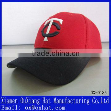 black hats red golf cap with 3D letter embroidery