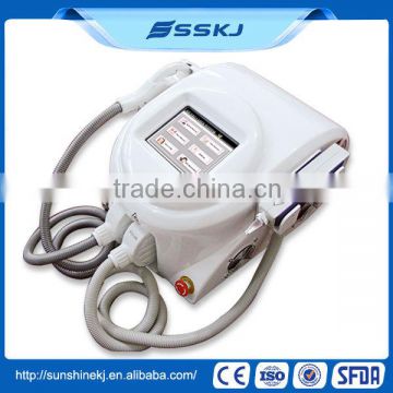 CE approved e-light ipl rf+nd yag laser multifunction machine with 2 years warranty