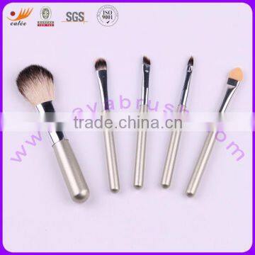 5-piece Cosmetic Brush Set with Wooden Handle and Nylon Hair Bristles, OEM Orders are Welcome