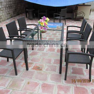 PE rattan table and chair serving for resraurant, coffee stores, etc