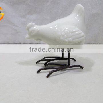 Ceramic white glossy standing cock