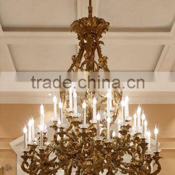Luxury Bronze 24 Lights Chandelier, Retro Design Hotel Ceiling Lamp, Antique Brass Pendant Light photo-2