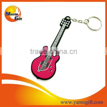 2D custom shaped soft pvc keychain with guitar shape