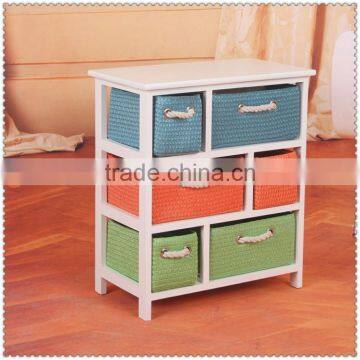 Elegant Chic Custom Wooden Cabinets With Wicker Drawers for Living Room Kitchen Bathroom photo-5