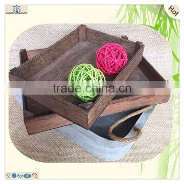 Antique String Clasp Black Gray Color Wooden Tray photo-5