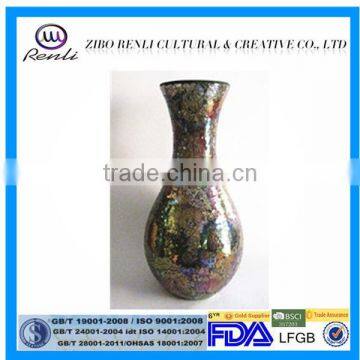 Floral Design Colored Mosaic Floor Tall Vases