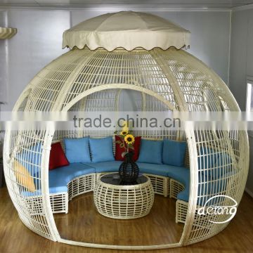 factory price fancy villa home garden gazebo furniture decoration PE rattan sun shade gazebo outdoor furniture gazebo set