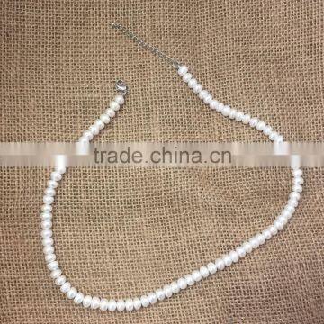 Charms 7-7.5mm White Button Freshwater Pearl Necklace photo-2