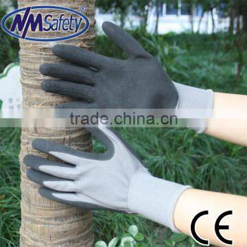 NMSAFETY 13 Gauge Knitted Polyester Liner With Black Foam Latex Coated Garden Working Safety Glove photo-2