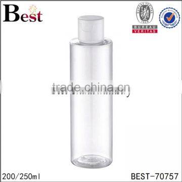 200ml 250ml hotel custom shampoo bottle flip top cap clear round plastic packaging custom shampoo bottle