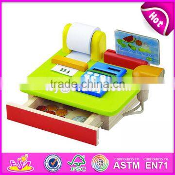 New Products Pretend Play Educational Toys Supermarket Wooden Kids Cash Register With Cashier W10A064 photo-2