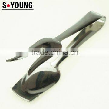 39054 8 Inch Stainless StFeel Kitchen Tongs BBQ Grill Food Salad Tongs With Fork photo-2