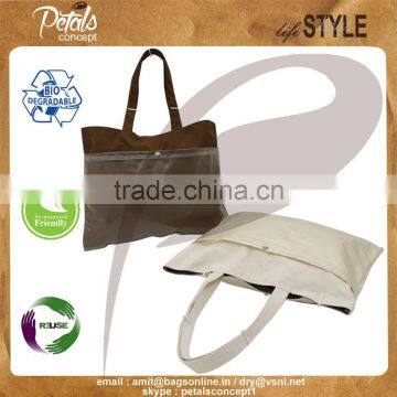 Geometrical Design Canvas Tote Bag With Self Handle photo-5