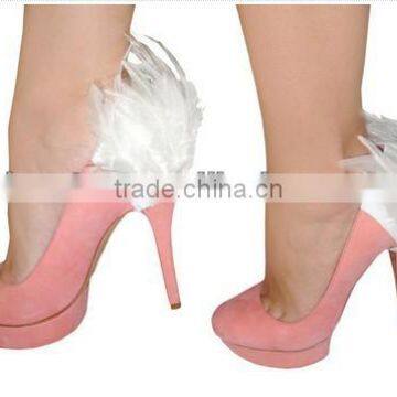 SC021 Elegant sexy white feather wedding bridal heel condoms for ladies