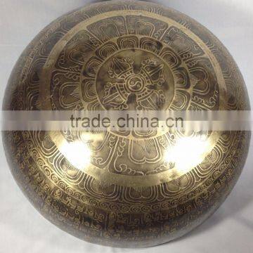 High Quality Chakra and Prayer Mantra Carved Himalayan 7 Metal Healing Singing Bowl photo-4