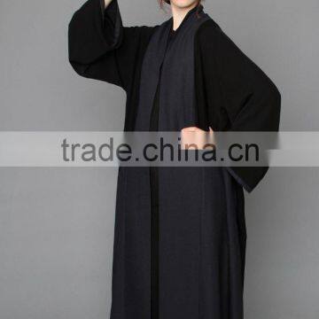 Guangzhou Wholesale Clothing OEM Islamic Clothing Black and Blue Midnight Open Abaya