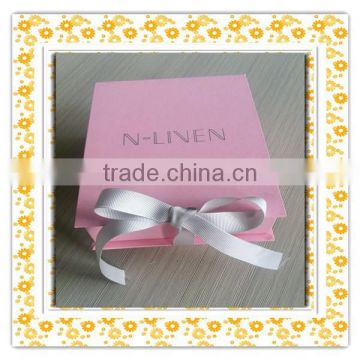 Design ! ! ! pink box for skincare product ,beautiful box with logo hot silver ,pink box with ribbon