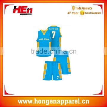 Hongen apparel custom sublimated printing embroideried logo basketball jerseys