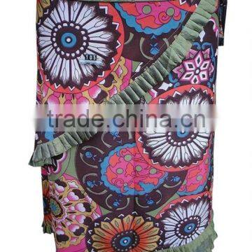 New Arrival Print Skirt 100% Cotton Fringe Hem Tight Fit 100% Sexy Hot Skirts photo-2