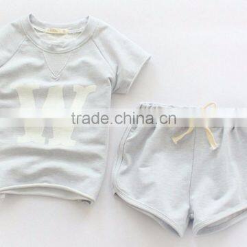 Wholesale Childrens Clothing Set W Alphabet Bamboo Cotton Short T-shirt With Hot Shorts 2pcs Suits for Girl photo-4