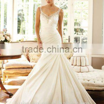Forever Love Rhinestone Mermaid White Satin Wedding Dress Sexy photo-2