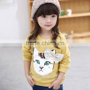 Girls Fashion Bowknot Embroidery Shirts Pullover Hoodies photo-3