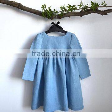 Little Girls Summer Linen Long Sleeves Girl Clothing Design Baby Clothes Dresses photo-3