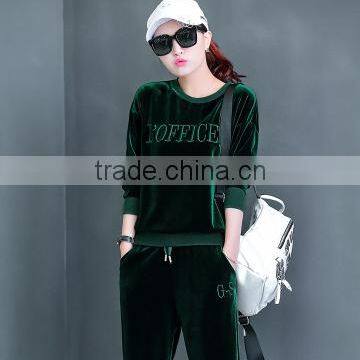 Wholesale Soft Touch Crewneck Tracksuit Custom Design Velvet Tracksuits for Women photo-3