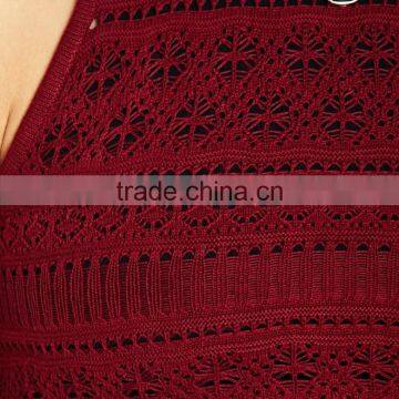 Purplish Red Lady Pierced Sleeveless Tank Top for Summer photo-4