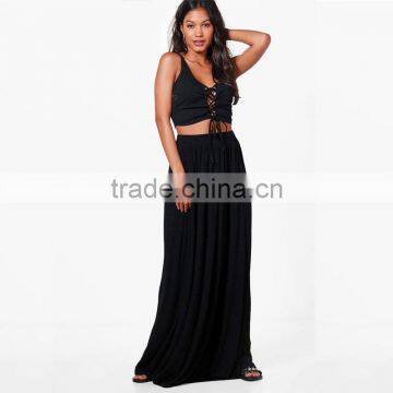 Drapey Hippie Boho Style Casual Women's Maxi Skirt With Pockets photo-4
