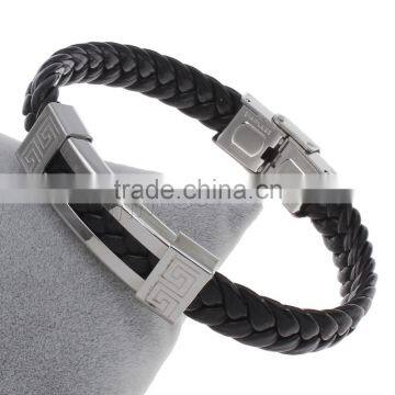 weaving leather charm bracelet leather bracelet women letter pattern PU Cord leather men bracelet