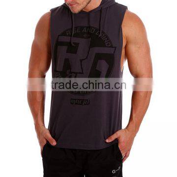 Guangzhou Shandao OEM Wholesale Casual Summer 95% Cotton 5% Spandex Men Gym Breathable Fitness With Hat Deep Cut Tank Top photo-2