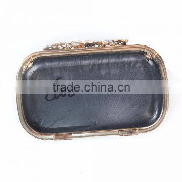 Iron Based Alloy Kiss Clasp Purse Frame Rectangle Clear Rhinestone Gold Plated Flower 16.3cm(6 3/8") x 10.5cm photo-3