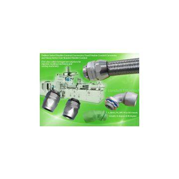 Delikon Swivel Flexible Conduit fittings,Fixed Flexible Conduit Connector, and Heavy Series Over Braided Flexible Conduit for Injection Molding   Machinery