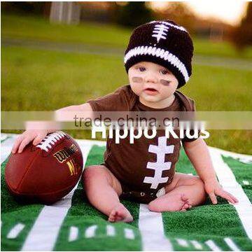 Hot sale football onesie and hat newborn baby clothes boutique baby boys fashion rompers