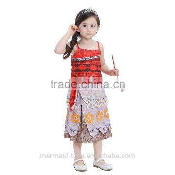 Kids Girls vest skirt summer card cartoon moana character dress