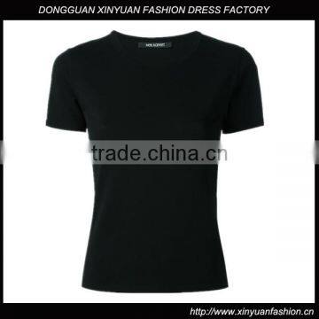 Custom Women Pure Black Plain Short Sleeve T-Shirts,Oem Cotton Blank Plain T Shirts for women