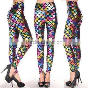 2014 new European and American fashion punk style metal wind pants leggings high waist legging color scale