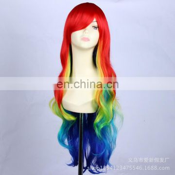 Rainbow Harajuku long Multicolour Wavy cosplay wig