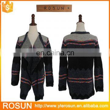 No Button Lapel Cardigan Sweater for Autumn and Winter