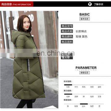 New thick long letter printed down feather cotton clothing was thin large code knee coat hooded