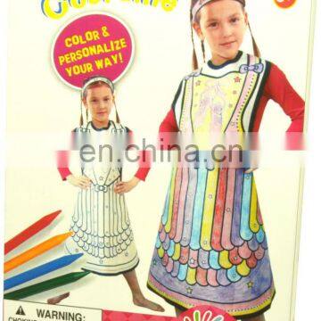 DIY paiting your own non-woven costume for kids with color crayon