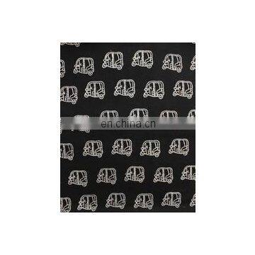 B/W Auto-Rickshaw Handblock Printed Fabric