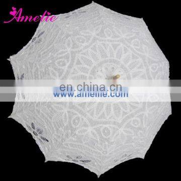 Wholelsale 52cm hooked handle lace wedding umbrella parasol