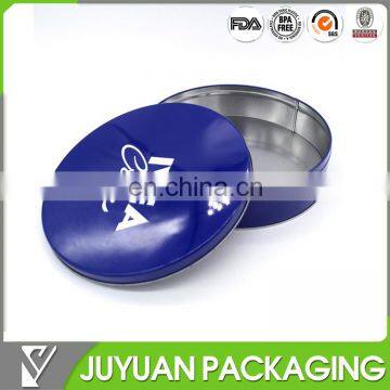 2015 new style miniature round bule tin box for sale