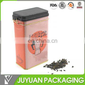 Luxury empty rectangular metal tea tin box with lock manufacturer