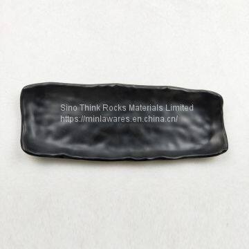 Rustic Melamine Rectangle shape Sushi Plate Stone-like black color