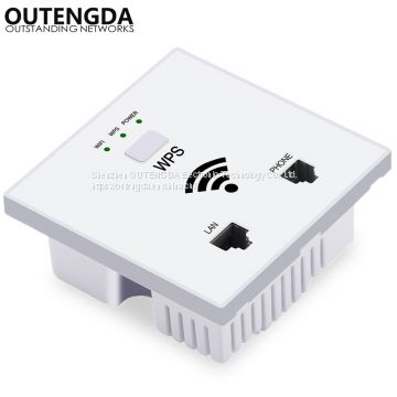 300Mbps in Wall WiFi Access Point Wireless Socket AP for Hotel WiFi Project Support AC Management RJ45 RJ11 WPS Encryption