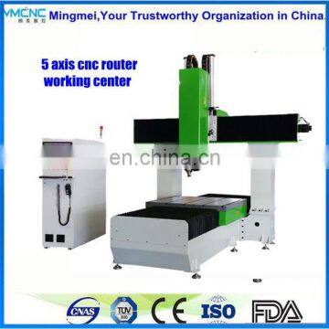 5 Axis 5D CNC Router Machining Center for cutting,milling drilling holes,grooves on fiberglass,solid wood,plastic and aluminium