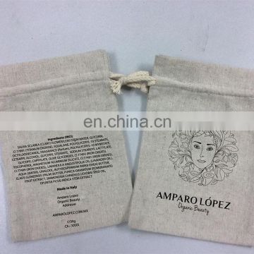 custom printed small drawstring linen pouch for candle